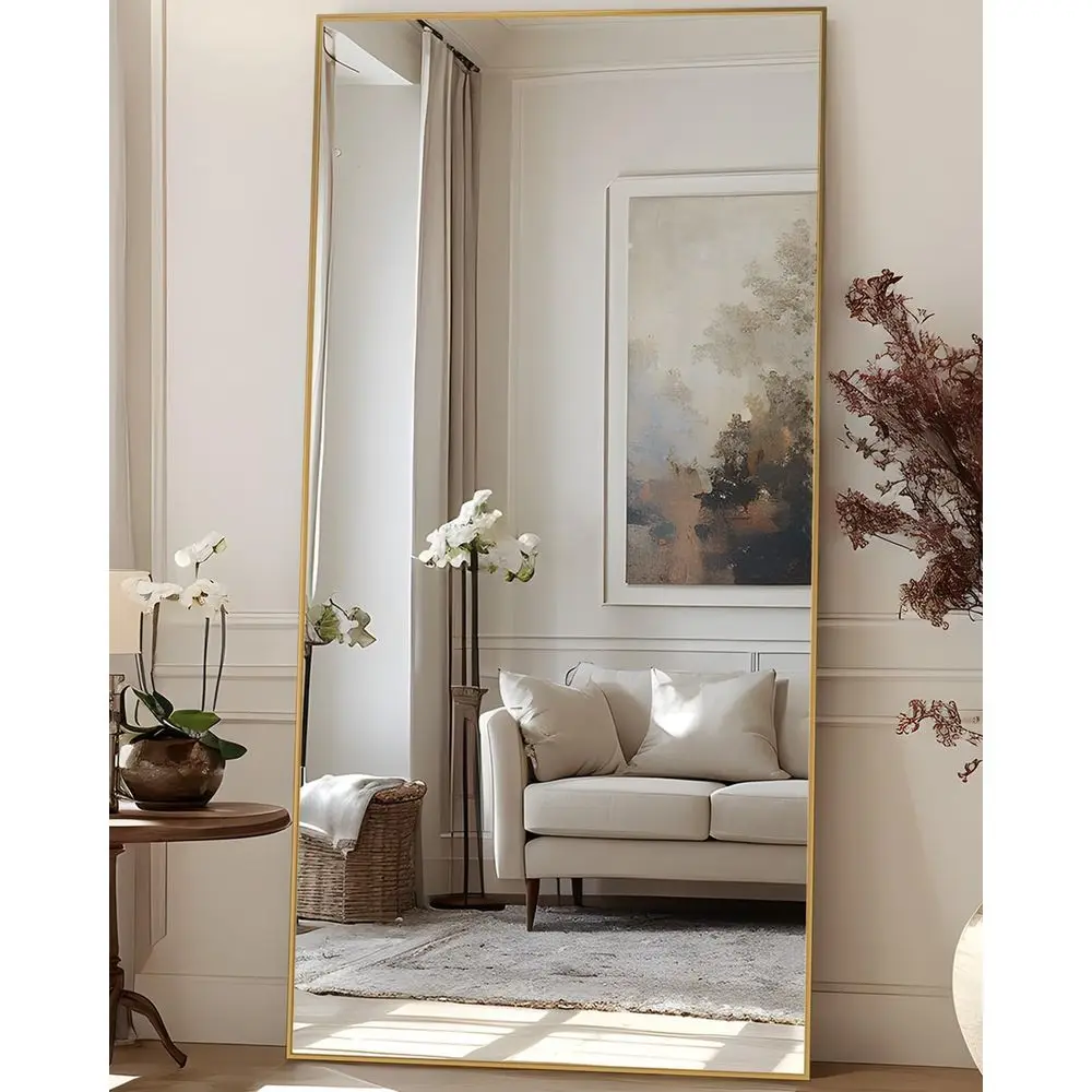 

Зеркало в полный рост, 83x44 дюйма, напольное, отдельно стоящее, большое напольное зеркало в полный рост с подставкой или для спальни, с возможностью подвешивания.