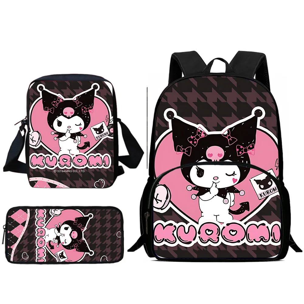 Sacs à dos Kuromi Anime pour enfants, sac initié, trousse à crayons, élève, grande capacité, sacs d\'école pour garçons et filles, meilleur cadeau,