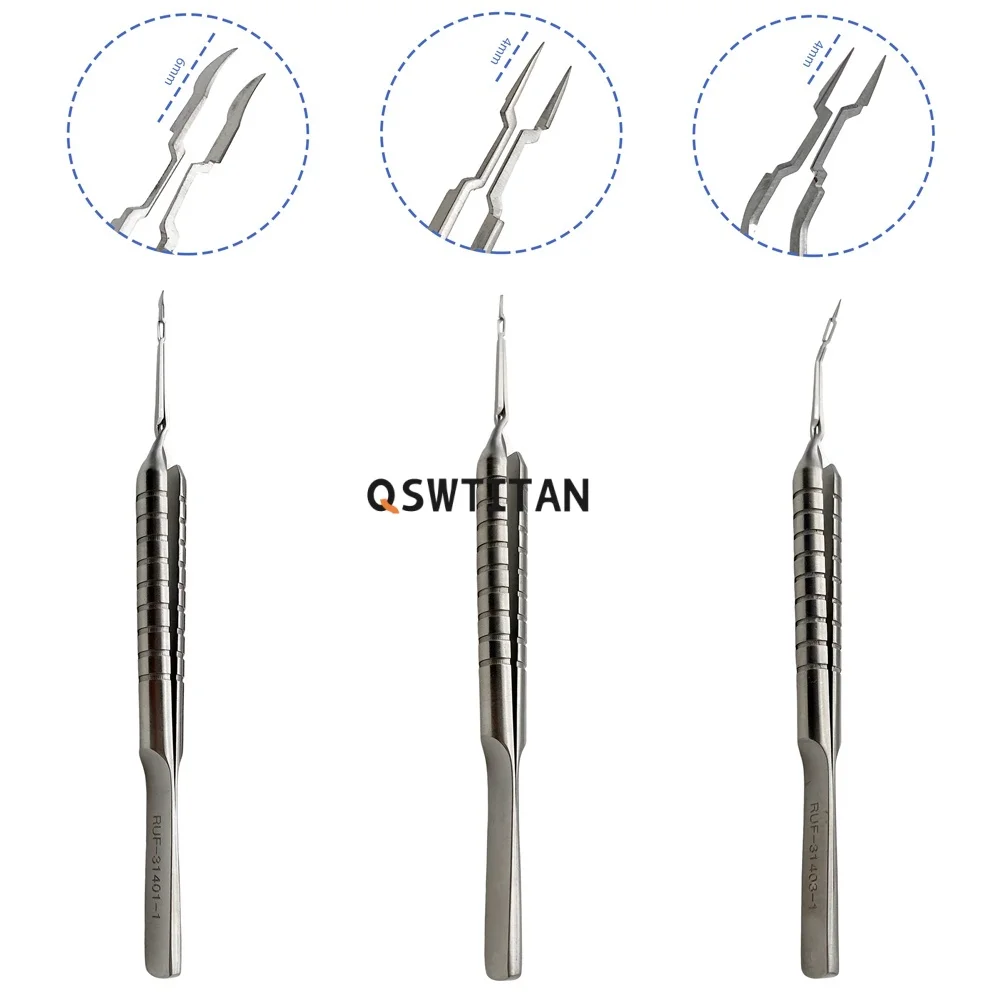 QSWTITTAN Eyelid Tweezers Akahoshi Phaco Prechopper Ophthalmic Eye Instrument round handle