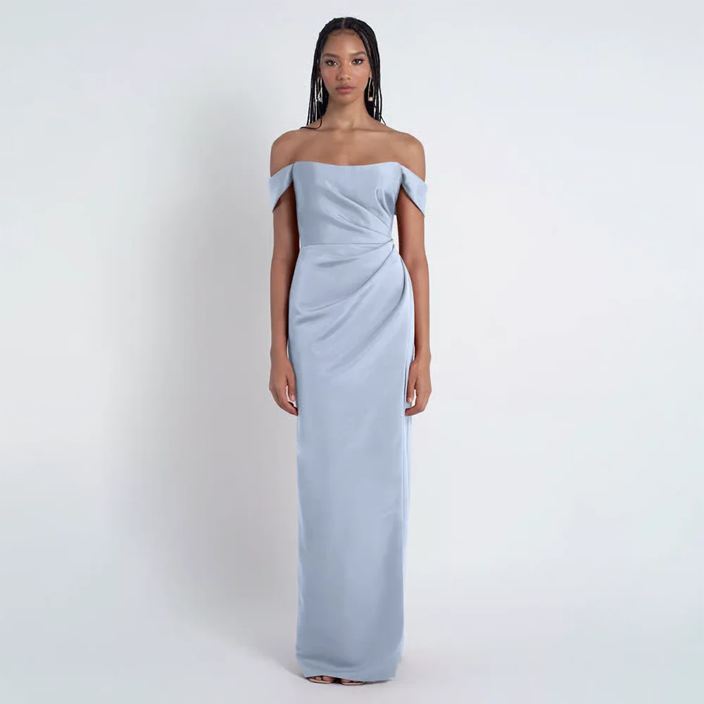 

Women's Bridesmaid Dress Customize Off The Shoulder Column Bridesmaid Gown Sexy Side Thigh Slit Formal Prom Dress 2025