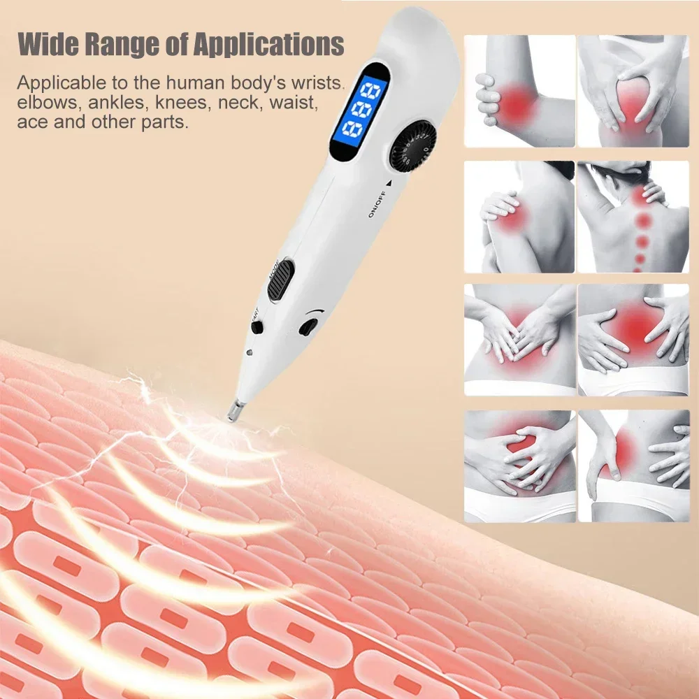 Electronic Acupuncture Pen Display Trigger Point Massage Tens Muscle Stimulator Device Laser Meridian Energy Back Pain Relief