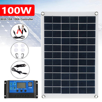 100W 18V Solar Panel Kit 12V Battery Charger Dual USB With 10A-100A Controller Solar Cells Power Bank for Phone Outdoor Camping