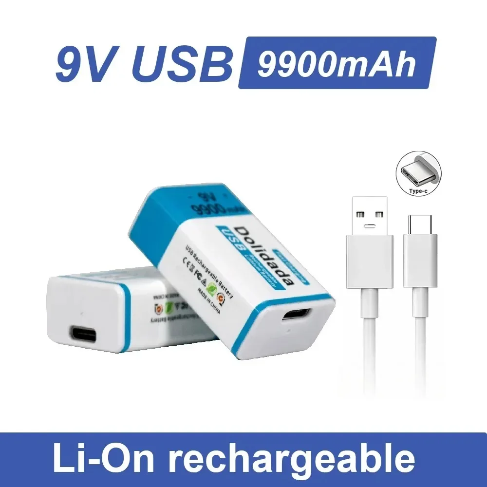 Free Shipping 2024 Best-selling 9V 9900Mah+USB Fast Charging Line  LI-ION Rechargeable Battery  for Multimeter Microphone Toy