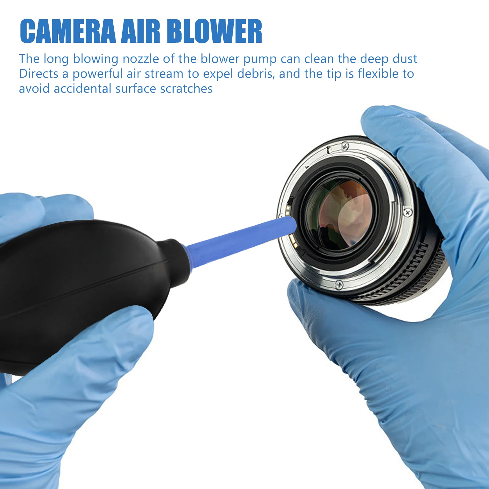 

Silicone Air Blower Pump Camera Lens Dust Cleaner Cleaning Cloth Brush Safe Durable Long Life Flexible Nozzle Deep Parts Clean