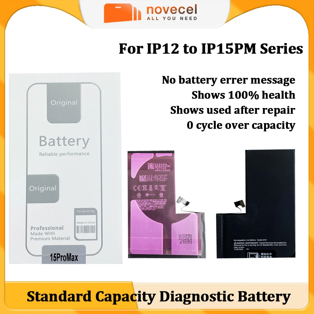 

10pcs Ori Capacity Diagnostic Battery No Pop Up Message Run Diagnose 100% Health For iPhone 15 Pro Max 14 Plus 13 12Mini 14Pro