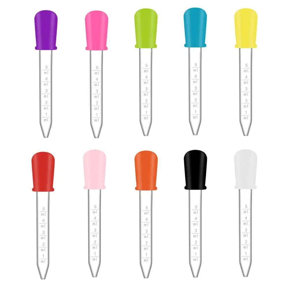 5ml Small Silicone Plastic Pipette Dropper Feeding Medicine Liquid Eye Ear Pipette Dropper School Lab Experiment Supplies