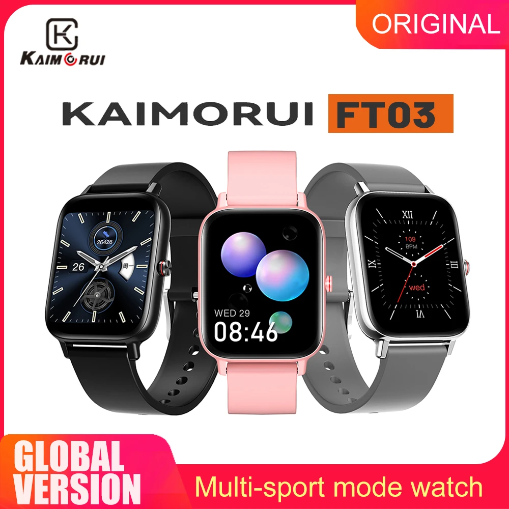 

Kaimorui FT03 Smart Watch Men 1.69 inch Blood Pressure monitor Multi-sport mode Fitness Tracker IP68 Waterproof Women Smartwatch