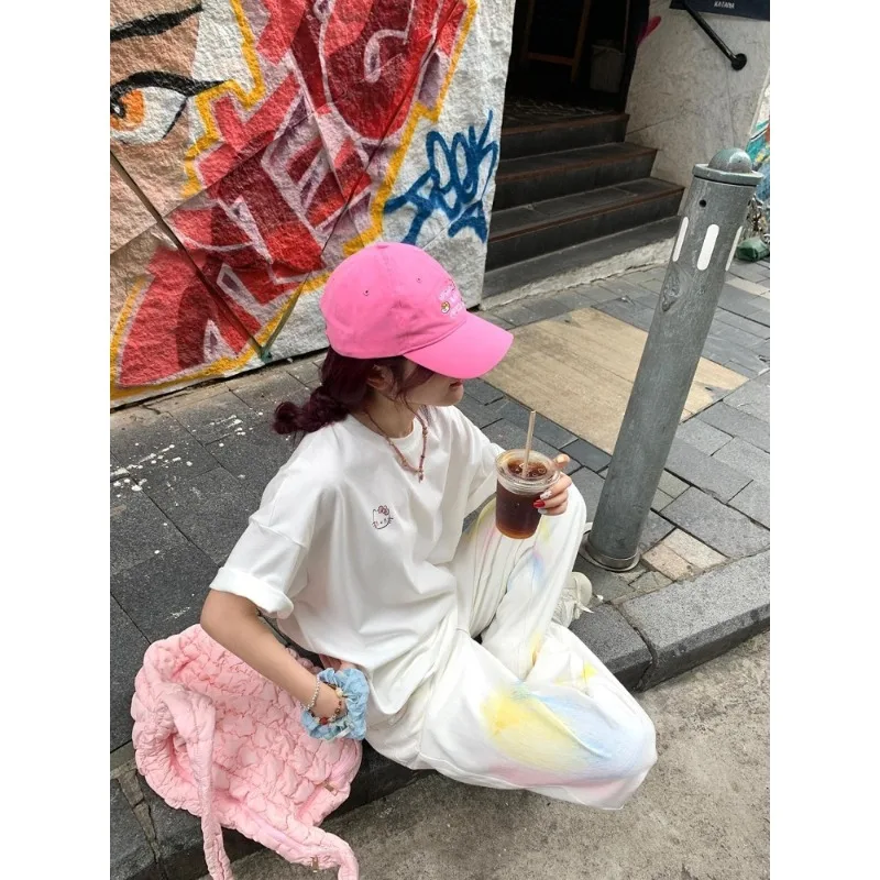 2025 Summer New Collection~Korean Girl Kitty Cat 3D Printed T-shirt Sweet and Versatile Quick Drying Top Short Sleeve Women