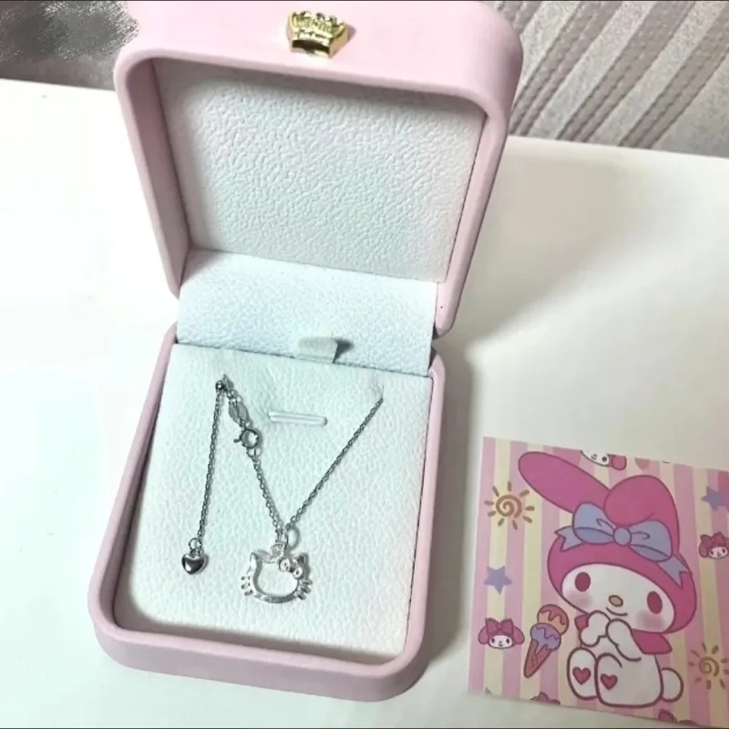 

Girl Heart 2025 New Hello Kitty necklace girl's collarbone chain fashion charm pendant versatile gift for best friend girlfriend