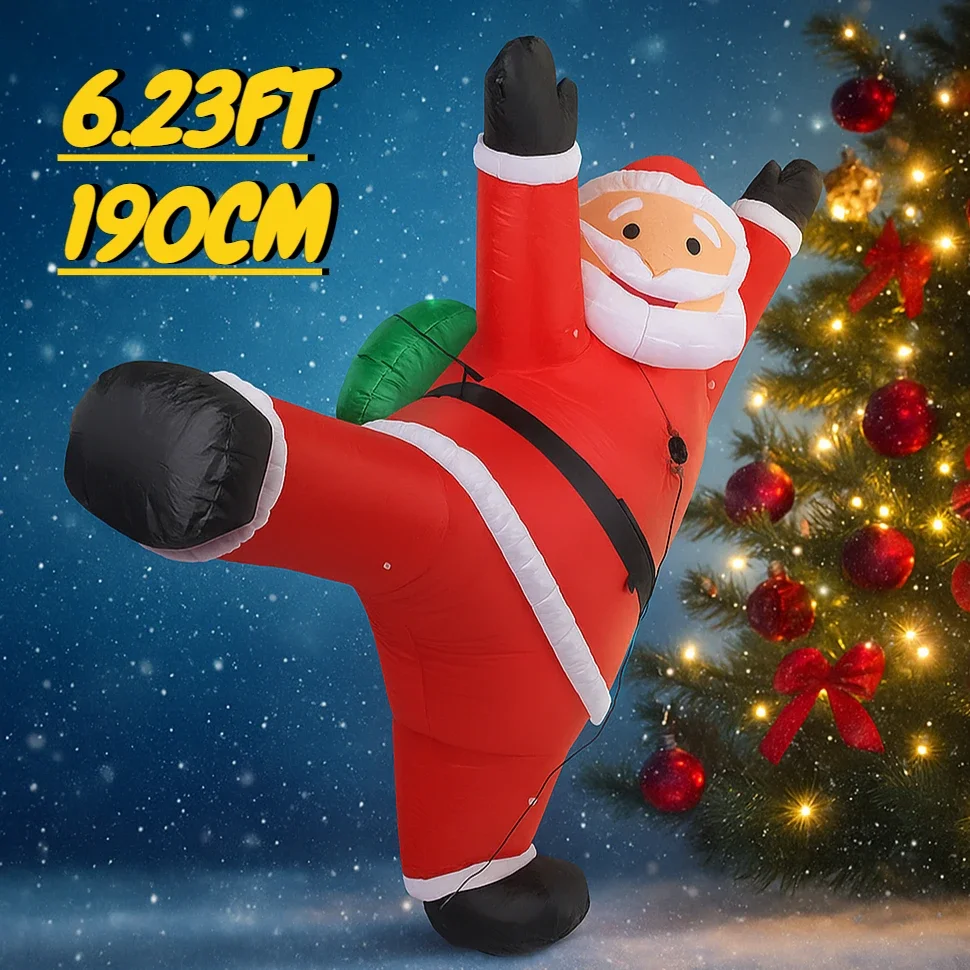 6.23ft brinquedo inflável subir papai noel com luz led natal para gramado quintal festa decoração natal casa supplie ornamento presente