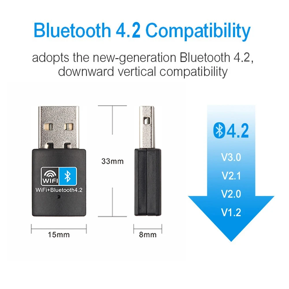 150Mbps WiFi Bluetooth-compatible Wireless Adapter USB Adapter 2.4G V4.2 Dongle Network Card RTL8723 for Laptop PC Desktop