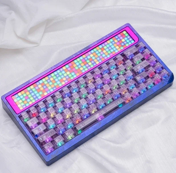 AngryMiao AM RGB65 ice flower purple three-mode mechanical keyboard, custom kit