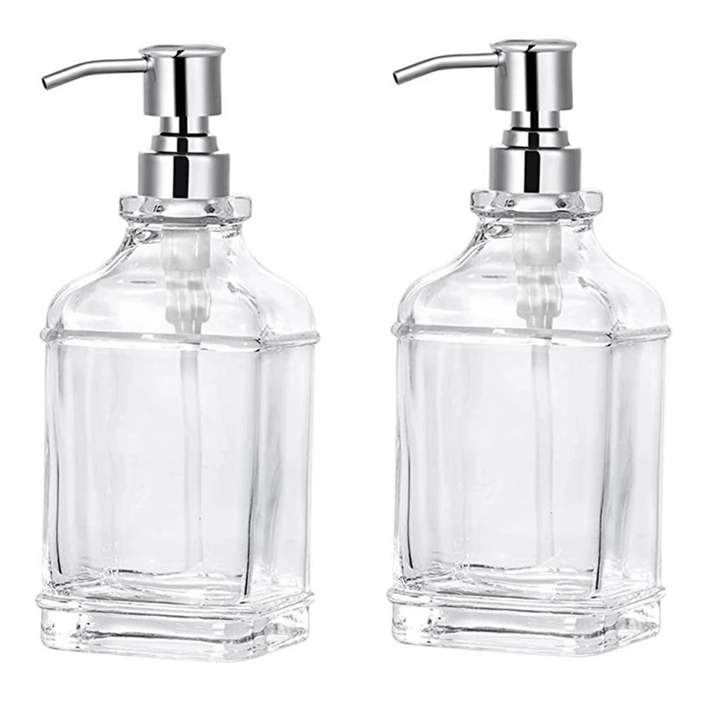 

Glass Soap Dispenser With Rust Proof Stainless Steel Pump Refillable Hand Soap Dispenser Bathroom Soap Dispenser