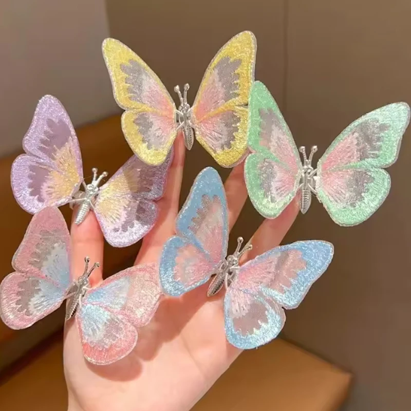1/3Pcs 3D Moving Butterfly Embroidery Car Interior Decoration Dynamic Swinging Design Center Console Vent Decor Automotive Accessory