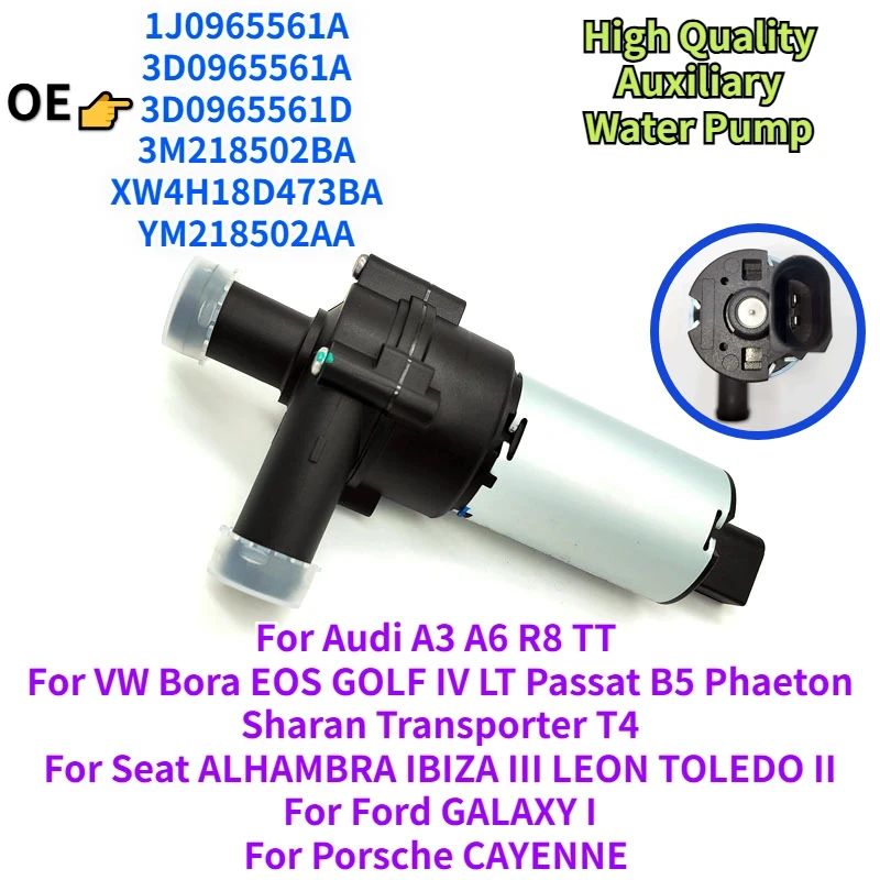 

12V 1J0965561A 3D0965561A 3D0965561D 3M218502BA For Audi A3 A6 R8 TT VW Bora EOS GOLF LT Passat Phaeton Sharan Water Pump 12V