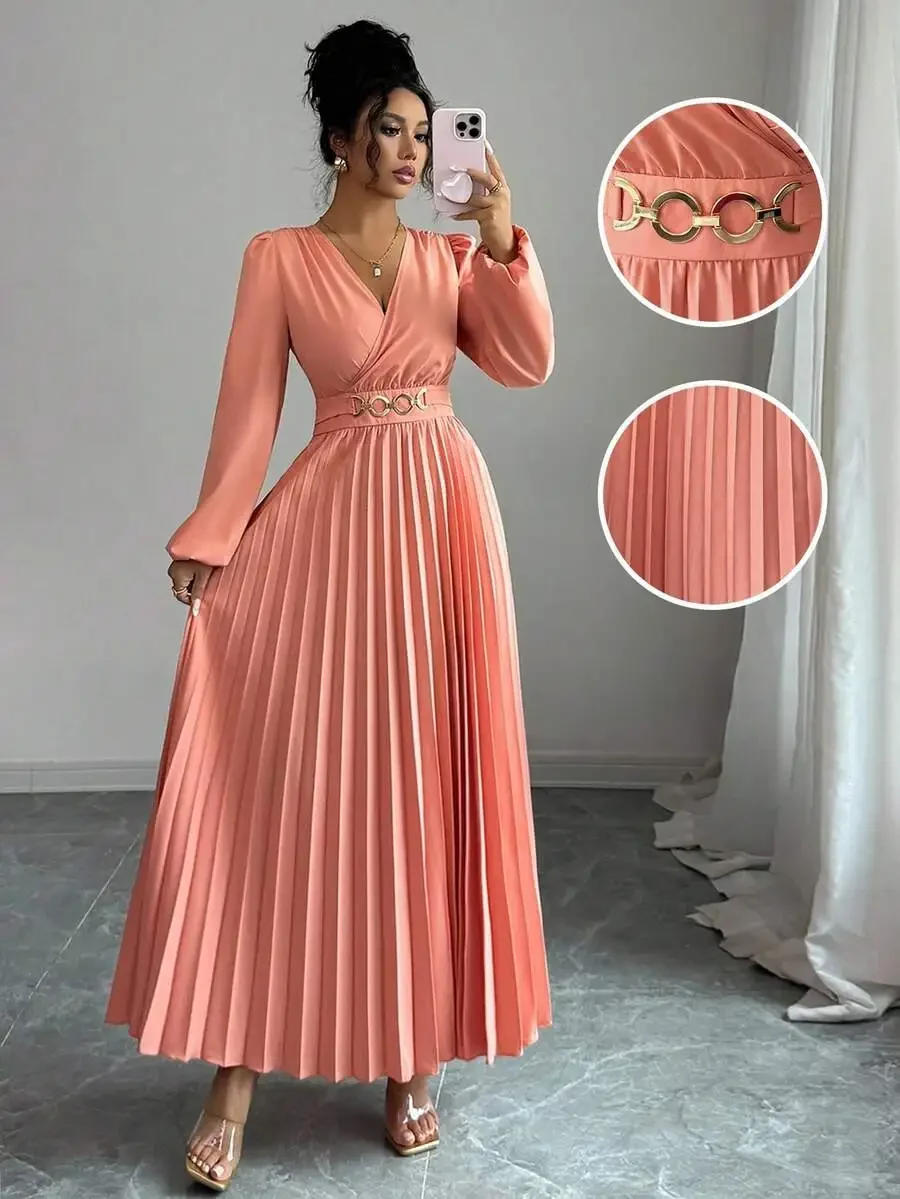 Elegante abito plissettato, adatto per il ritorno a scuola, compleanni, matrimoni, Natale