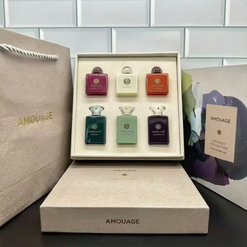 Set de Regalo de Miniaturas de la Colección Amouage Odyssey, 7.5ml 6, Fragancia Miniatura de Lujo, Aroma Premium Elegante y Duradero, con Bolsa de Regalo