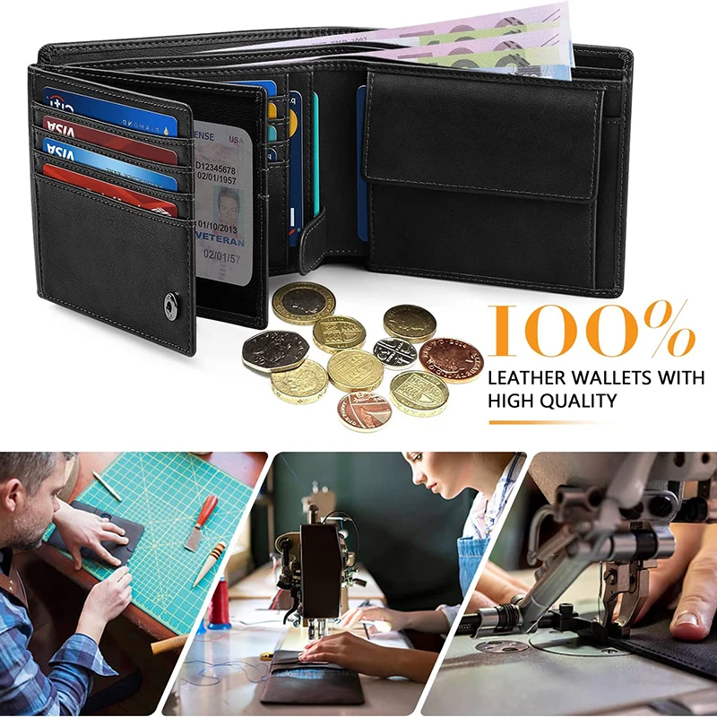 Billeteras multifuncionales para hombre, billetera delgada con bloqueo RFID, 15 tarjeteros