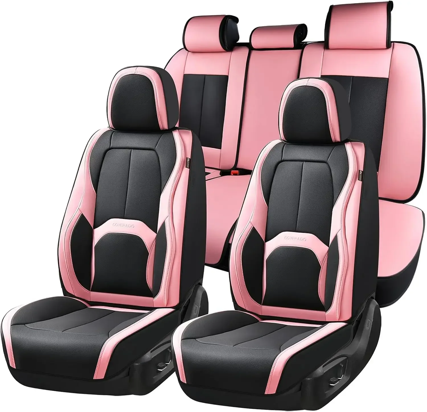 Car Seat Covers Full Set, Waterproof Nappa Leather Seat Covers for Car, Car Seat Protector with Lumbar Support, Automotive