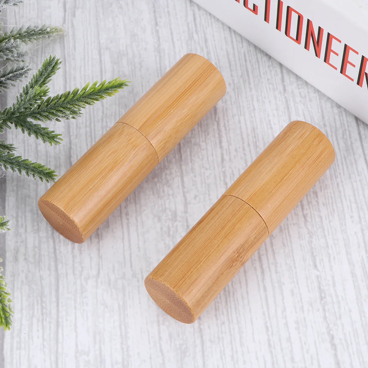 2 Pcs Storage Container Bottle Lipstick Tube Empty Containers Bamboo Tubes