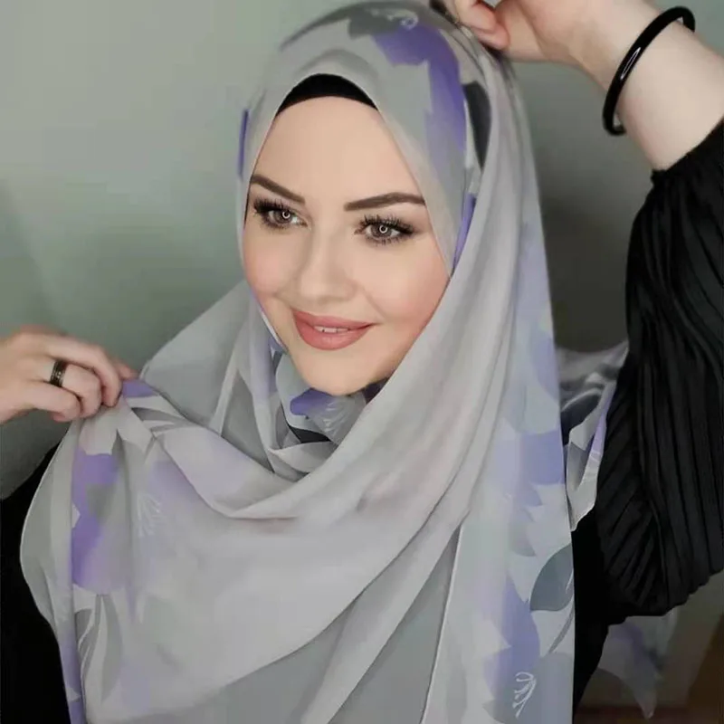 Moda muzułmańska szyfonowy hidżab Abaya hidżaby dla kobiet sukienka z dżerseju Abayas Turban szalik z turbanem