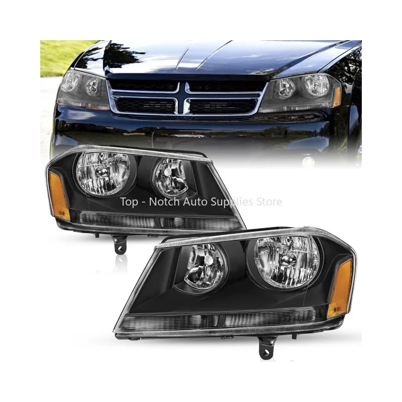 

Suitable for A Pair of Black and Amber Headlights of The 2008 - 2014 Dodge Avenger CH2502182, CH2503182