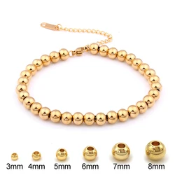 316L Stainless Steel Bracelets For Women Men 3/4/5/6/7/8mm Beads Bracelet Gold Silver Color Bead Chain Bracelets Jewelry