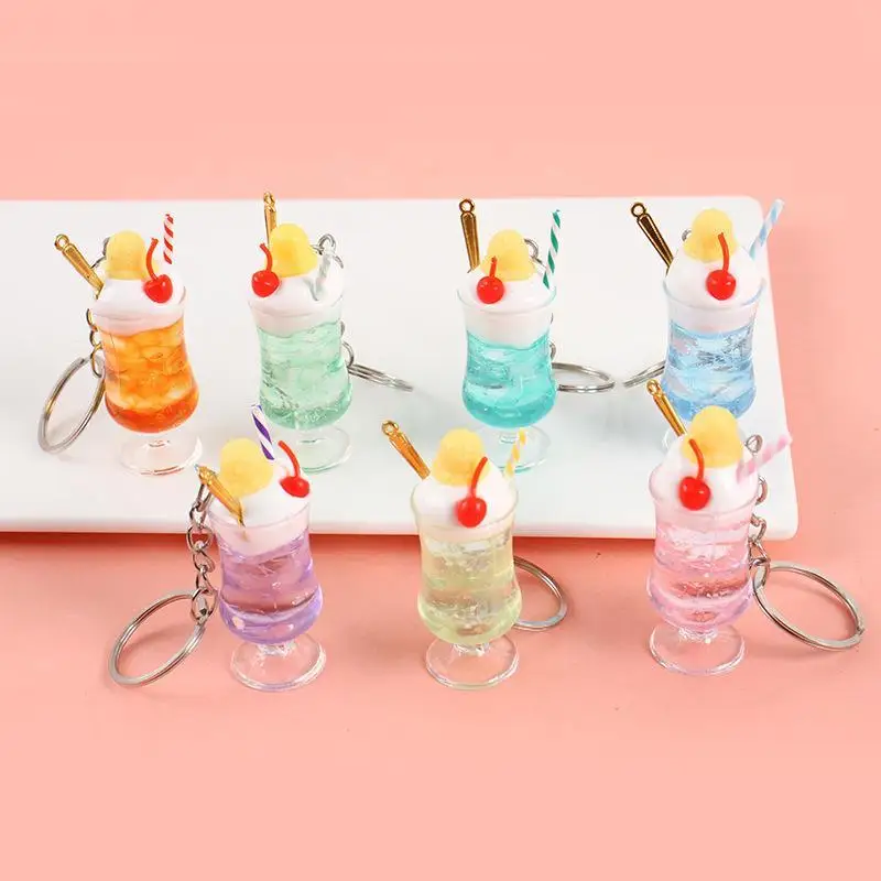 Mini-Simulations-Getränkebecher-Schlüsselanhänger, Fake-Saft-Eiscreme-Modell, Hängeornament, Taschenanhänger, Dekoration, Autoschlüsselhalter – Detail 4