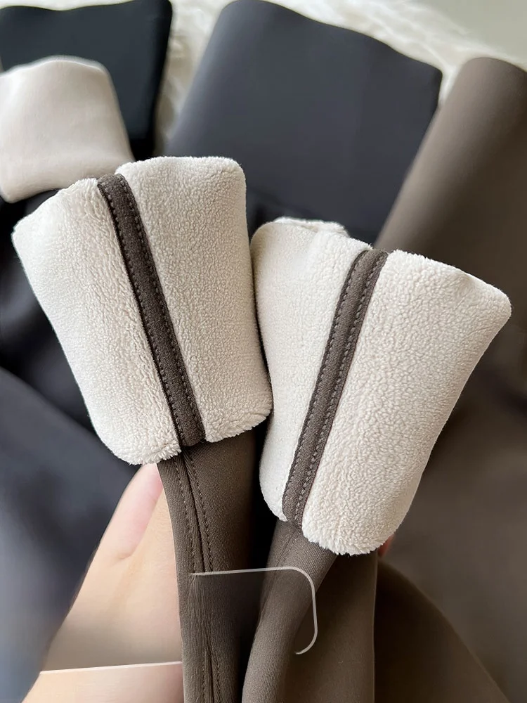 High-end fce forrado arca pele calças femininas thiened outono inverno yoga calças de camada base quente calças de algodão