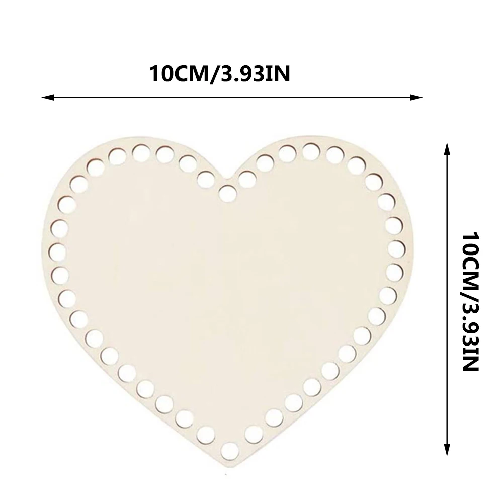 

2 Pcs Woven Bag Love Wooden Basket Base Bases for Crochet Heart Shape Blank Bottom