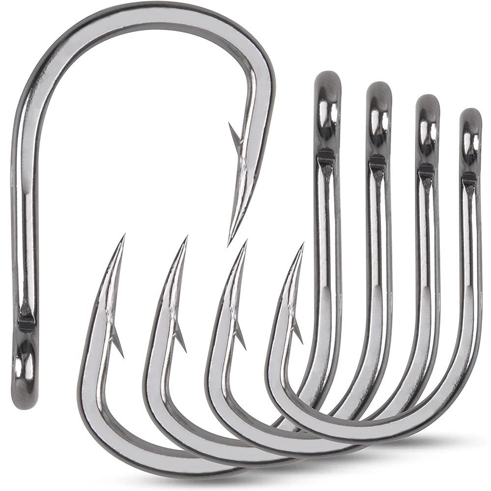 40Pcs Live Bait Fishing Hook Stainless Steel Saltwater Catfish Bait Fish Hooks Strong Sharp Circle Hook for Big Game Fishing