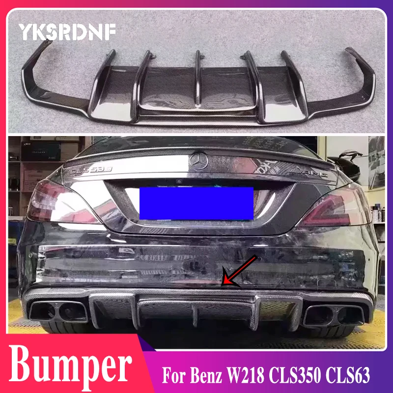 For W218 R Style Carbon Fiber Rear Bumper Lip Diffuser for Mearcedes Benz W218 CLS350 CLS63 AMG Bumper 2011-2016 