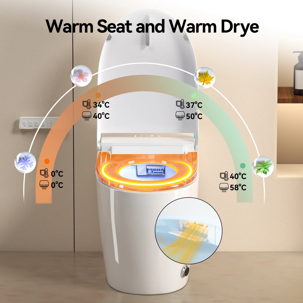 Unique Smart Toile, One Piece Toilet with Bidet Built In,Intelligent Toilet Auto Open/Close Seat. Bidet toilet with Dryer and Warm Water.Gray