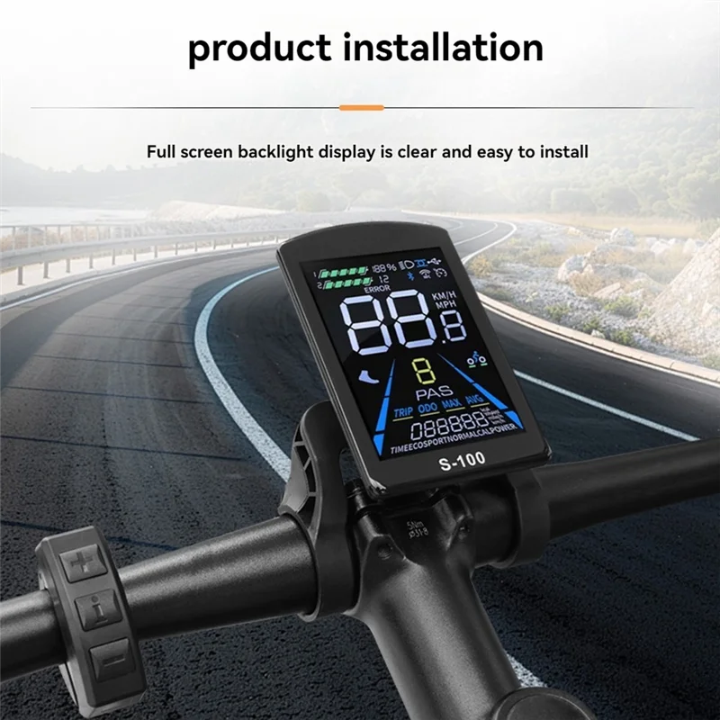 S-100 Electric Bike LCD Display Dashboard SM5+2PIN +20A 36V/48V Sine Wave Controller For Mountain Bike Modification Kit-N34R