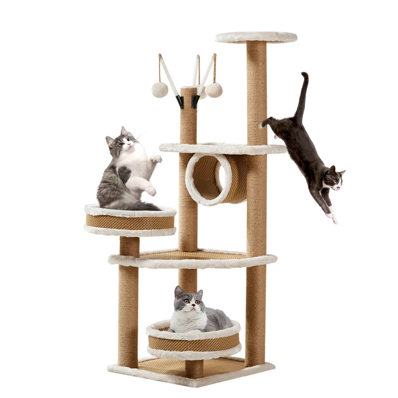 

YXT Cat Tree Pet Scratch Board Sisal Scratching Post Tower 3 Layers With Balls