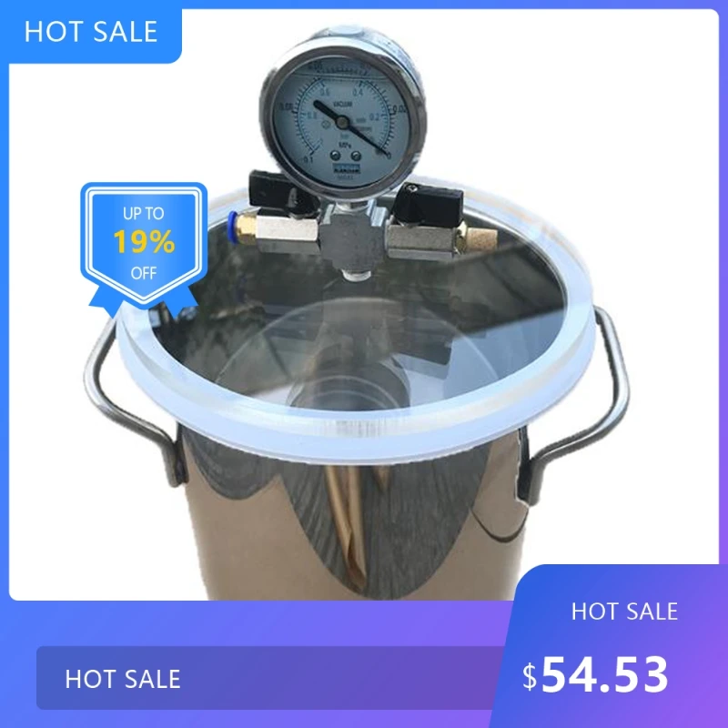 

072925CMX25CM 10L Вакуумный пеногасительный бак Бочка из нержавеющей стали Вакуумная камера Кристаллический клей для приготовления клея Эпоксидная смола
