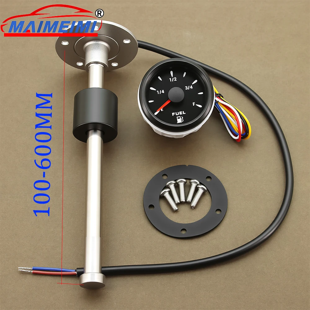 

7-цветная подсветка, датчик уровня топлива, 52 мм, автомобильный указатель с датчиком уровня топлива 100-500 мм, датчик уровня топлива в баке 12/24 В