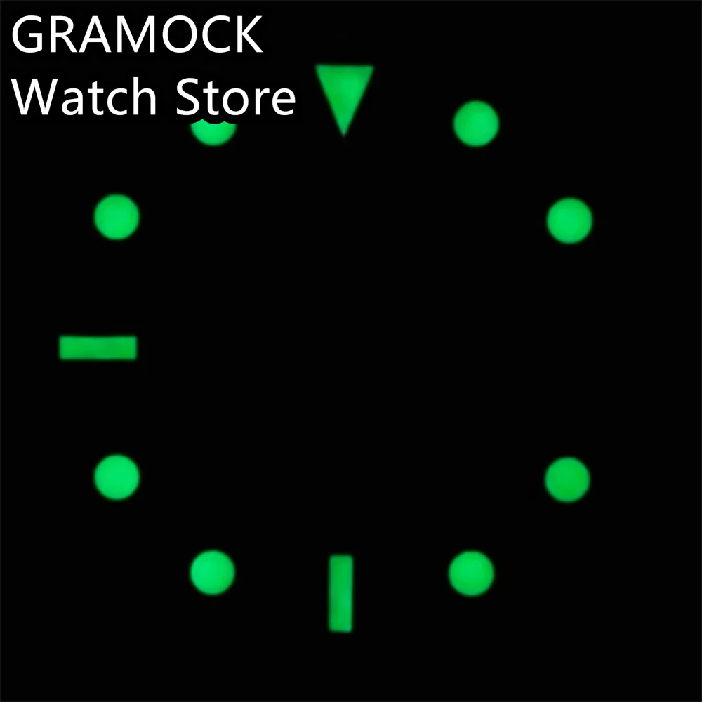 GRAMOCK 29mm Watch Dial Black Dial Red Blue Green Index Green Luminous Fit NH35 Movement Fit 3.0 Clock /3.8 Clock Crown