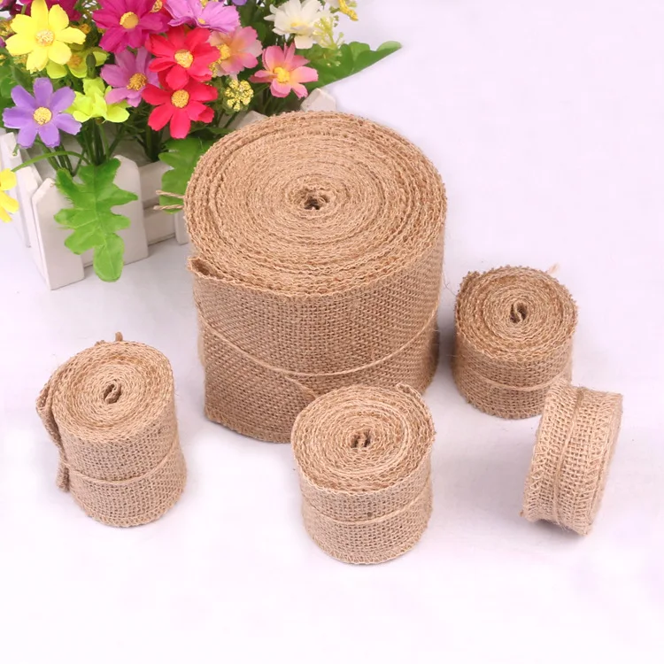 2Meters/Lot 3/4/5/6/8/10/15/20/25/30cm Width Natural Jute Burlap Hemp Ribbon Wedding Party Decorative Christmas Gift Wrapping