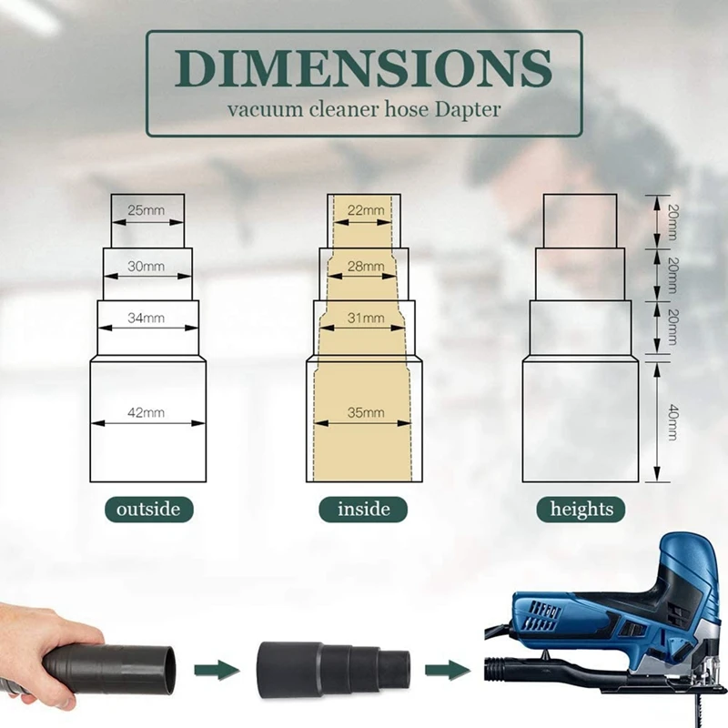 16Pcs Universal Power Tool Adaptor, Vacuum Hose Adapter Reducer Hose For Dust Extraction Vacuum Cleaner