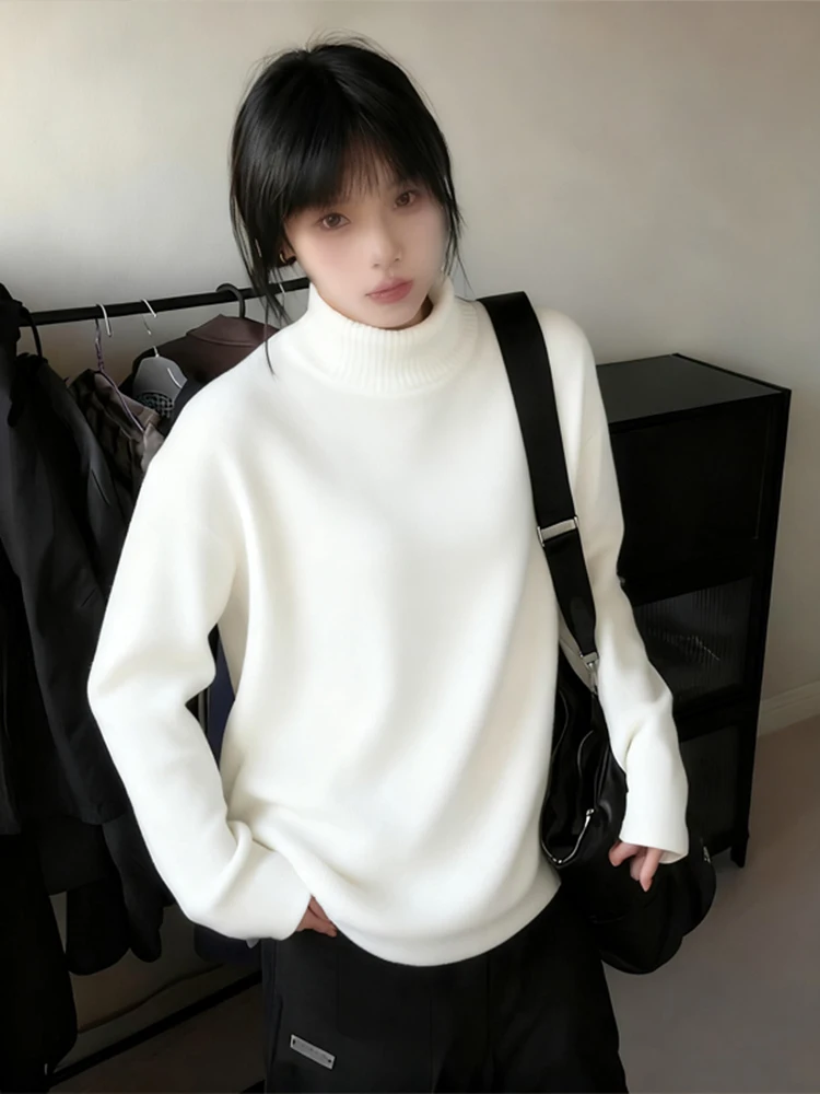 

Thiened Fce вязаный свитер с высоким воротником для мужчин и женщин, внутренняя одежда, основание irt, одинаковые для пары, ленивый, теплая зима-осень