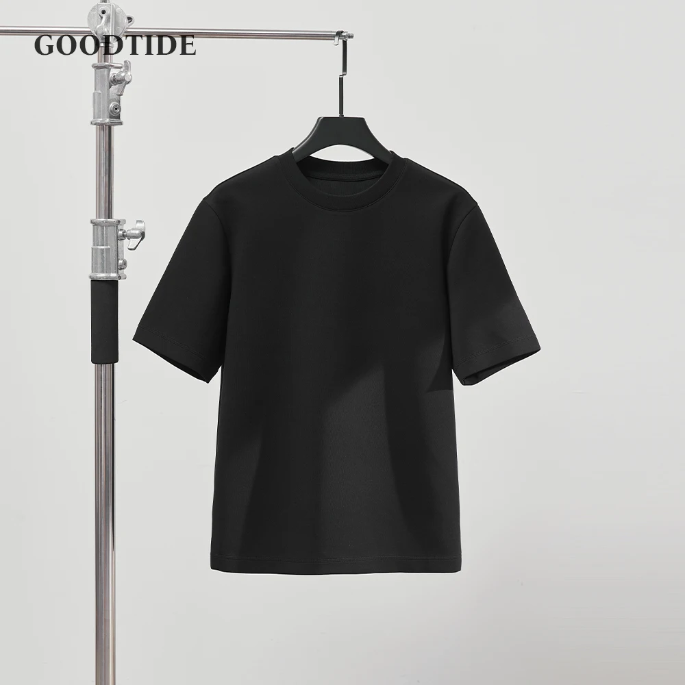 Men's Cotton High-End Fabric Liquid Ammonia T-shirt Mercerized Cotton Short-Sleeved Summer Cool Silky Crewneck Sweater