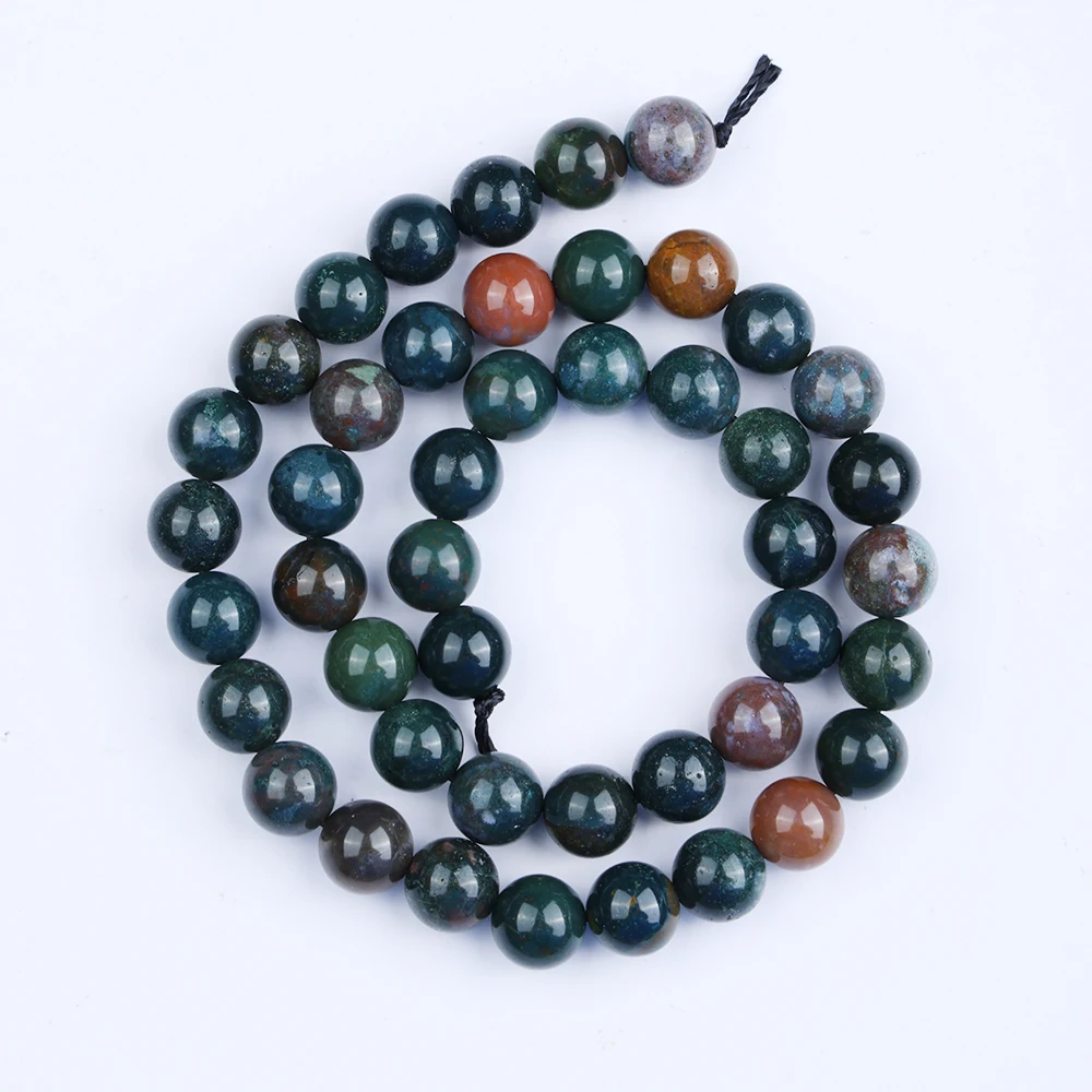 Natural Bloodstone Beads Indian Heliotrope Loose Round Shape for Jewelry Making DIY Bracelets Necklace Wholesale Accessories