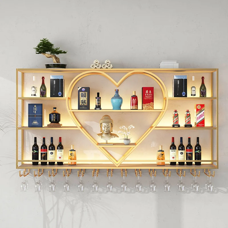 Restaurant wall-mounted wine rack Bar counter Wine cabinet Industrial style Bar display rack Wall-mounted shelf