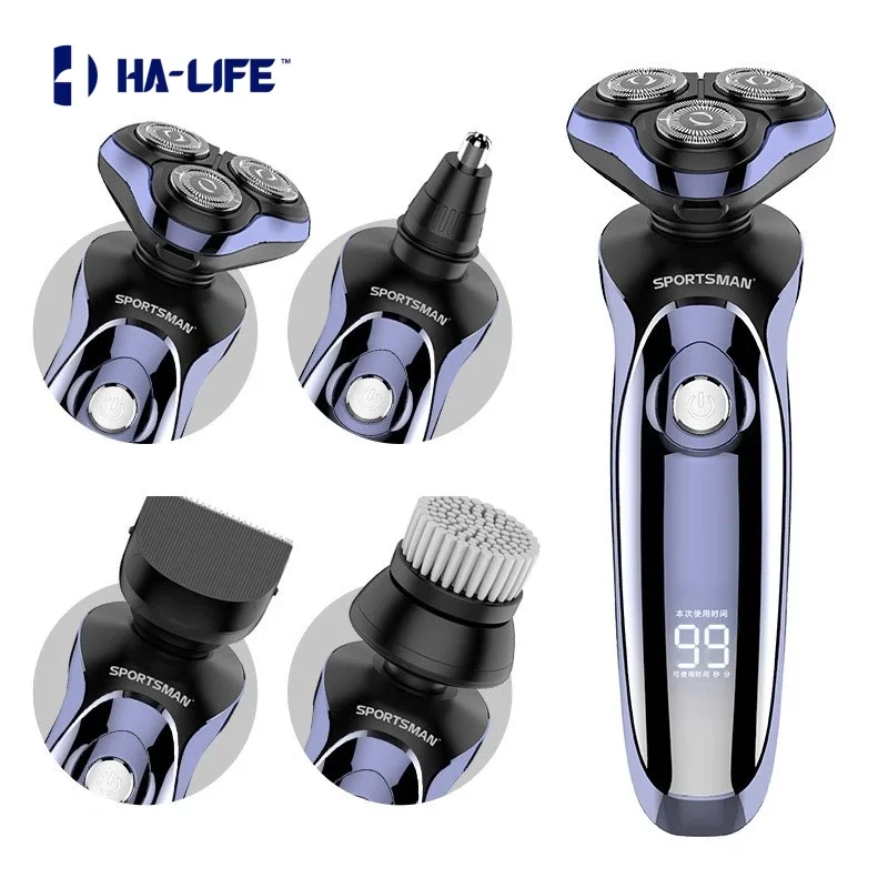 

"HA-Life 4D Electric Shaver for Men Beard Hair Trimmer Electric Razor Rechargeable Bald Shaving Machine LCD Display Kit"