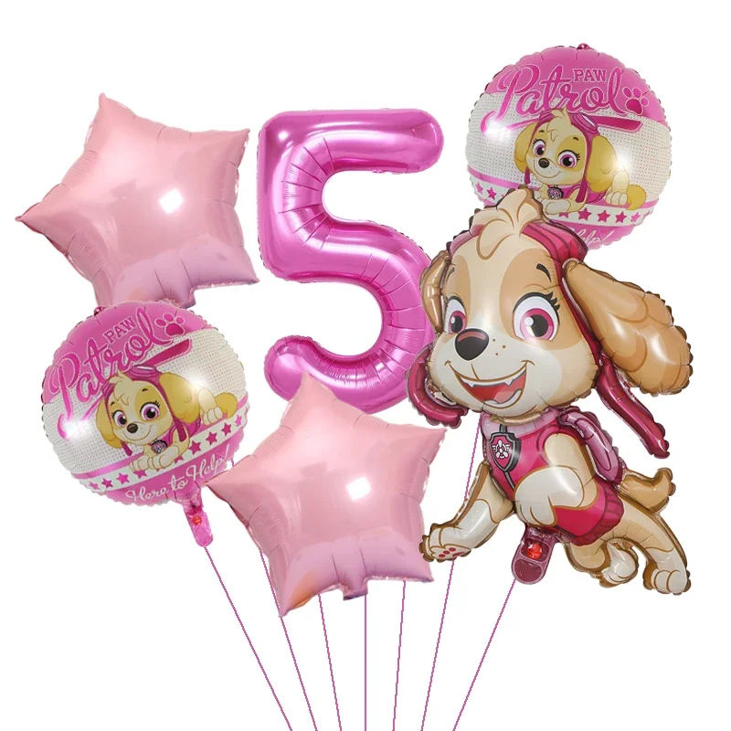 6pcs Paw Patrol Dog Chase Skye Boy Girl Birthday Party Decoration Aluminum Film Balloon Children\'s Party Supplies
