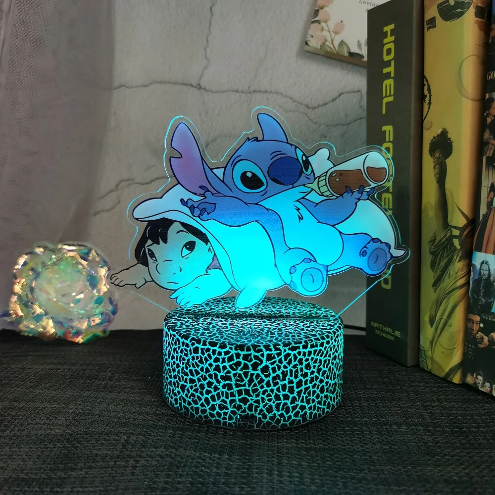 2025New 3D colour printing Stitch USB Illusion night light 7 kinds of colour change Children\'s bedroom decoration Christmas gift