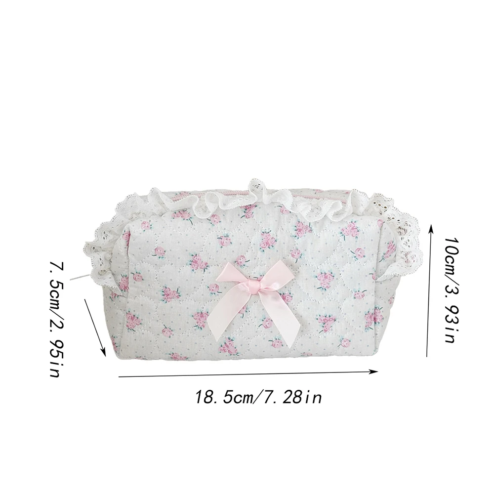 Großhandel Blume Frauen Spitze Kleine Make-Up Tasche Reise Veranstalter Kosmetik Handtasche Beutel Gilrs Nette Schleife Quadratischen Reißverschluss Brieftasche Taschen – Detail 1