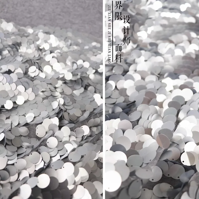 Bead Designer Fabric Encryption Matte Silver Bead Diameter 1.8cm Creative Background Decoration Cloth Diy 45x130cm