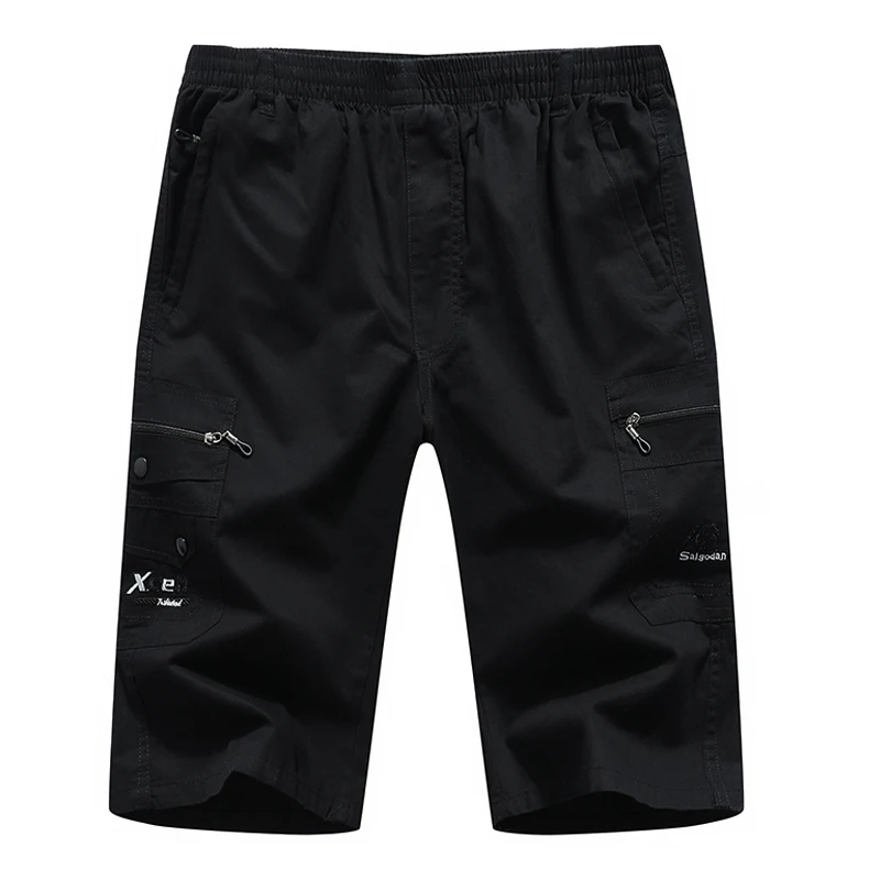 Summer New Fashion Trendy Solid Color Multi-pocket Beach Cargo Shorts Men's Casual Loose Sport High Quality Plus Size Shorts view 2